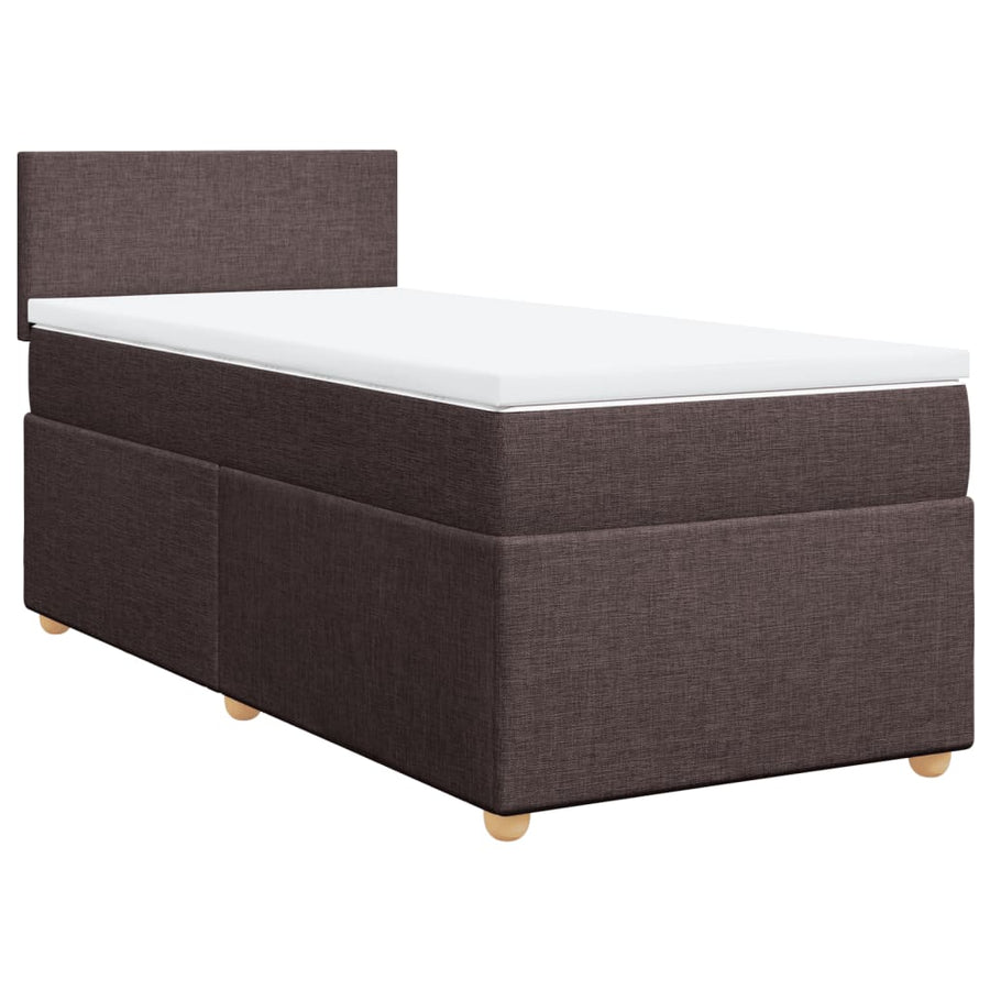 Boxspring met matras stof donkerbruin 90x190 cm