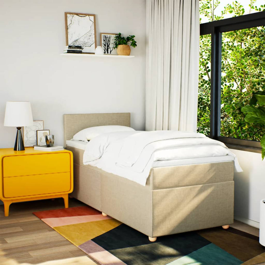 Boxspring met matras stof crèmekleurig 90x190 cm