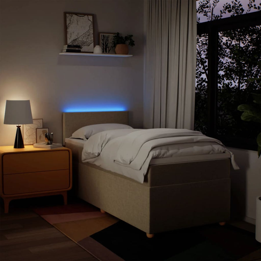 Boxspring met matras stof crèmekleurig 90x190 cm