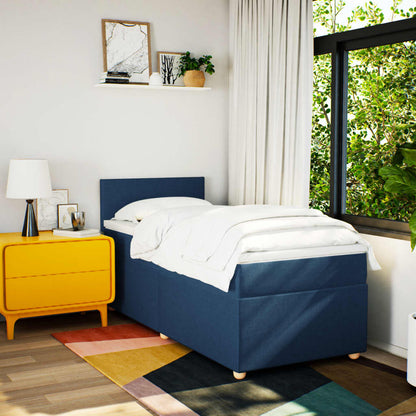 Boxspring met matras stof blauw 90x190 cm