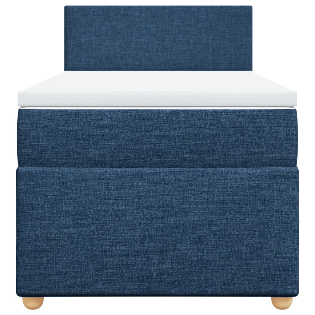 Boxspring met matras stof blauw 90x190 cm