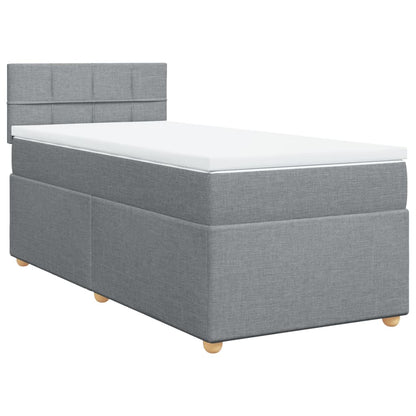 Boxspring met matras stof lichtgrijs 90x190 cm