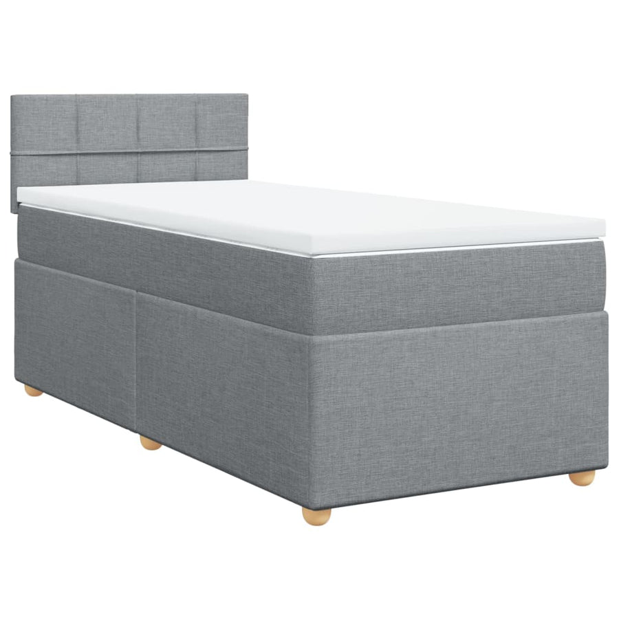 Boxspring met matras stof lichtgrijs 90x190 cm