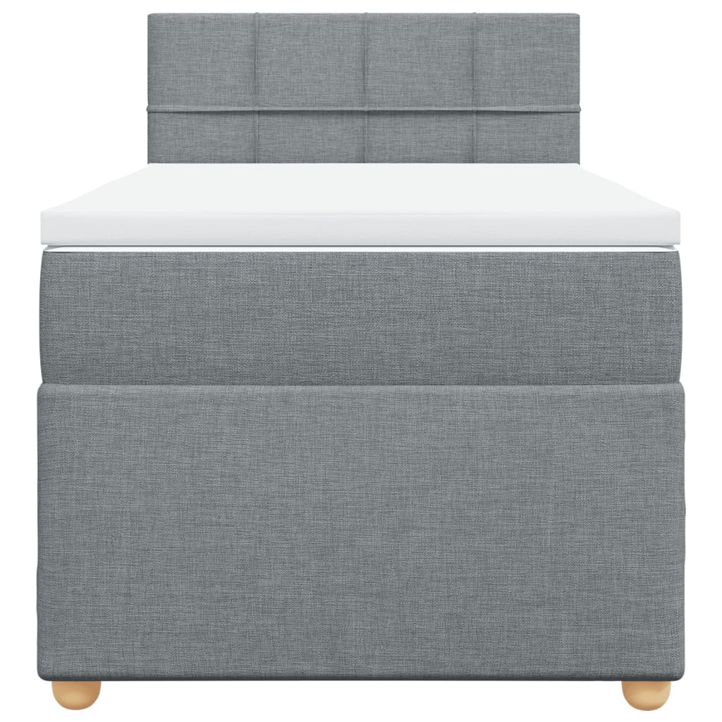 Boxspring met matras stof lichtgrijs 90x190 cm