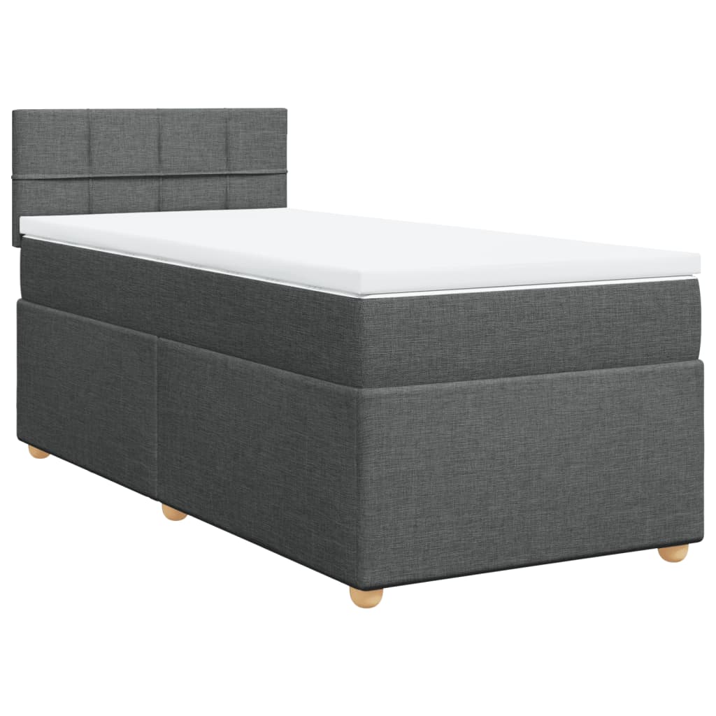 Boxspring met matras stof donkergrijs 90x190 cm