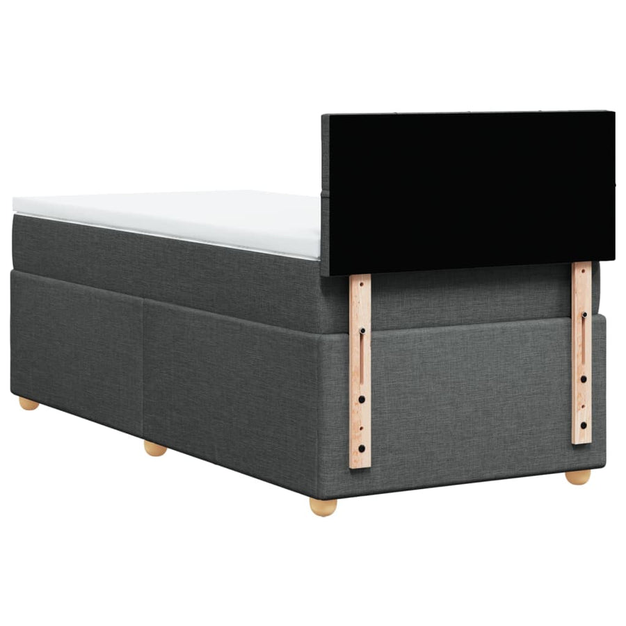 Boxspring met matras stof donkergrijs 90x190 cm