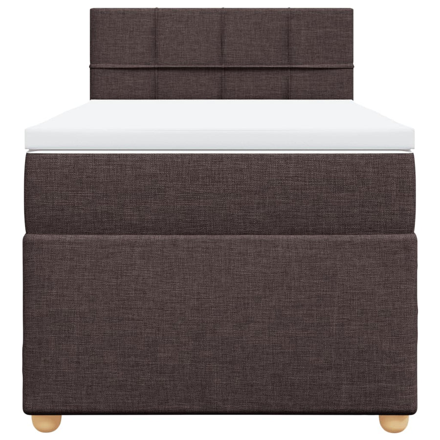 Boxspring met matras stof donkerbruin 90x190 cm