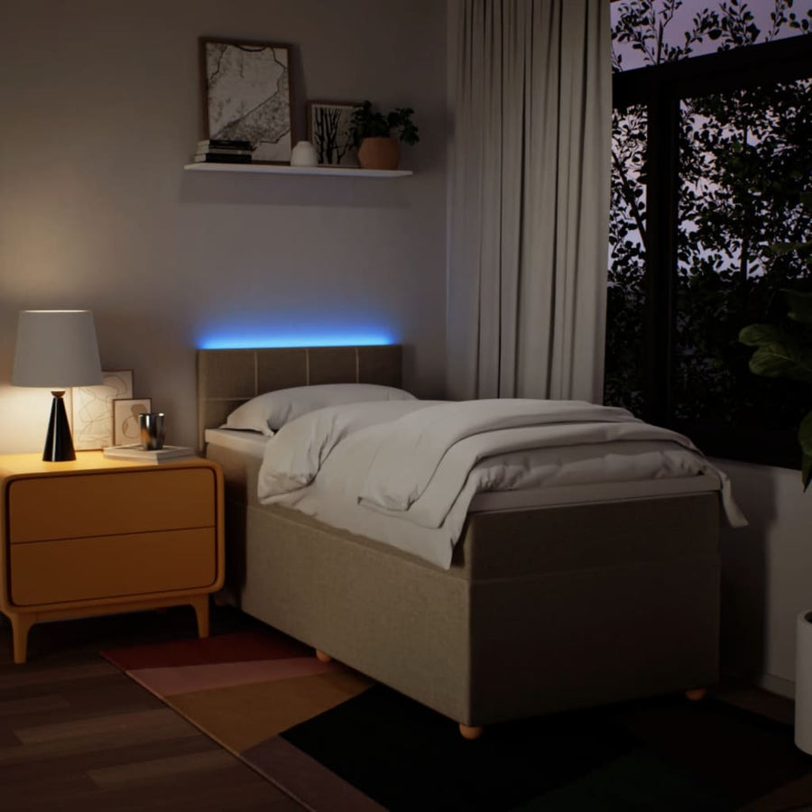 Boxspring met matras stof crèmekleurig 90x190 cm