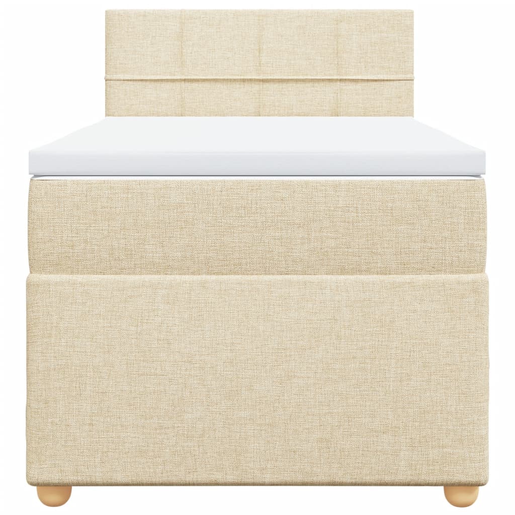 Boxspring met matras stof crèmekleurig 90x190 cm