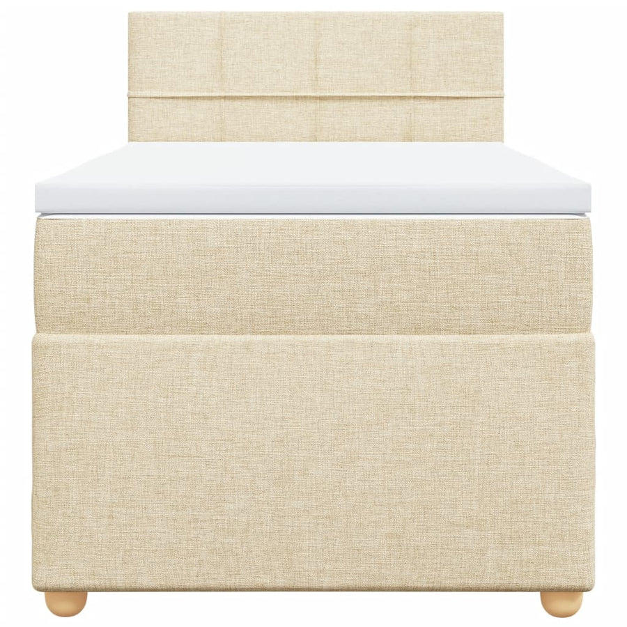 Boxspring met matras stof crèmekleurig 90x190 cm