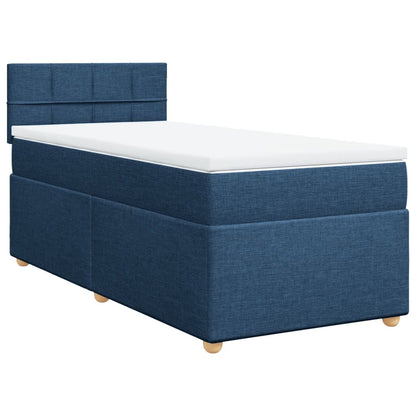 Boxspring met matras stof blauw 90x190 cm