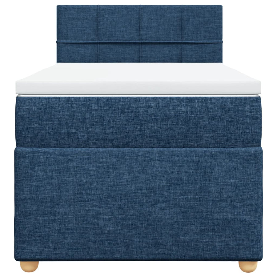 Boxspring met matras stof blauw 90x190 cm