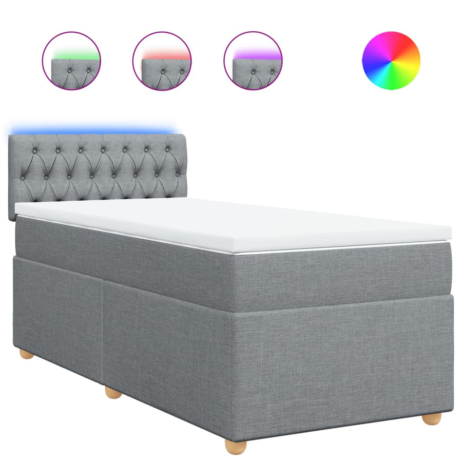 Boxspring met matras stof lichtgrijs 90x190 cm