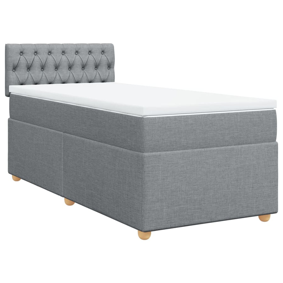 Boxspring met matras stof lichtgrijs 90x190 cm