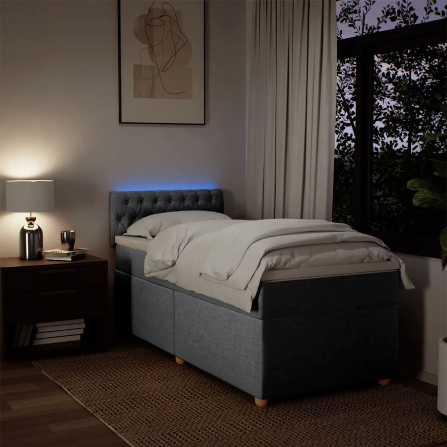 Boxspring met matras stof lichtgrijs 90x190 cm