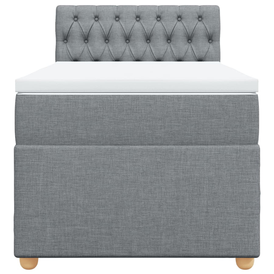 Boxspring met matras stof lichtgrijs 90x190 cm