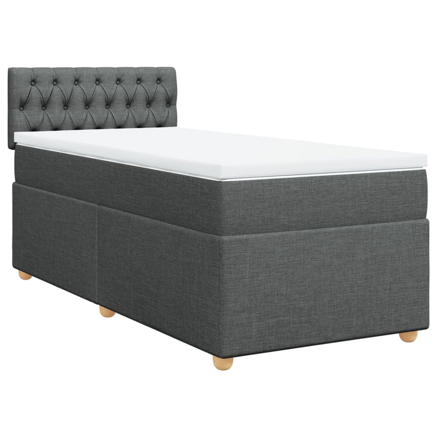 Boxspring met matras stof donkergrijs 90x190 cm