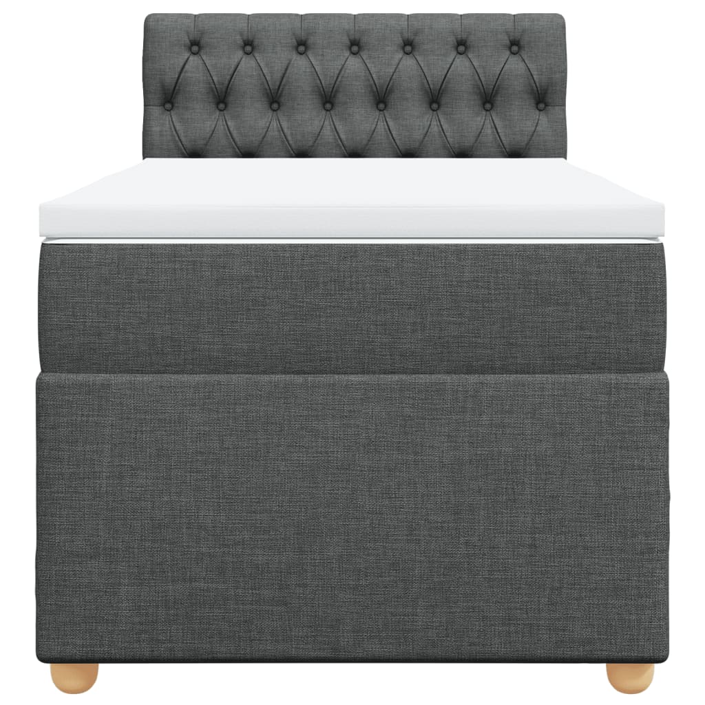Boxspring met matras stof donkergrijs 90x190 cm