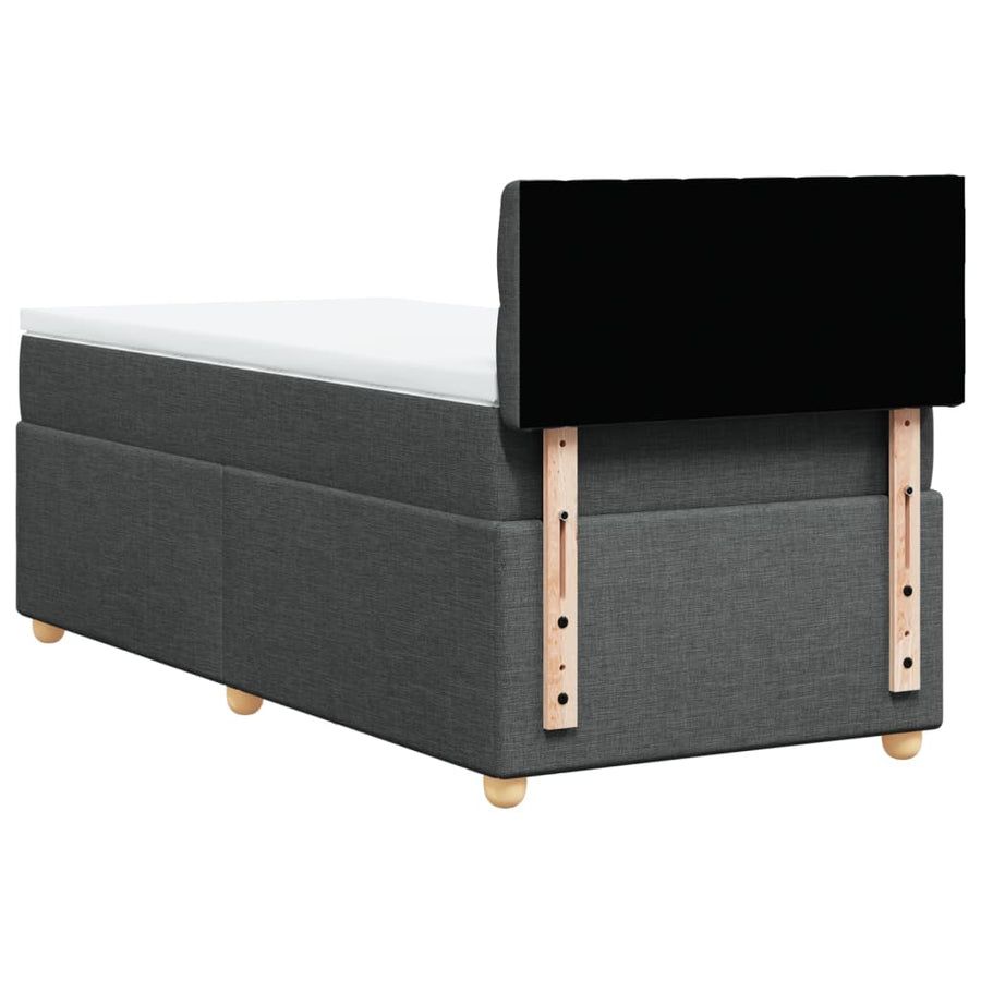 Boxspring met matras stof donkergrijs 90x190 cm