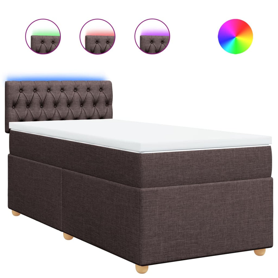 Boxspring met matras stof donkerbruin 90x190 cm