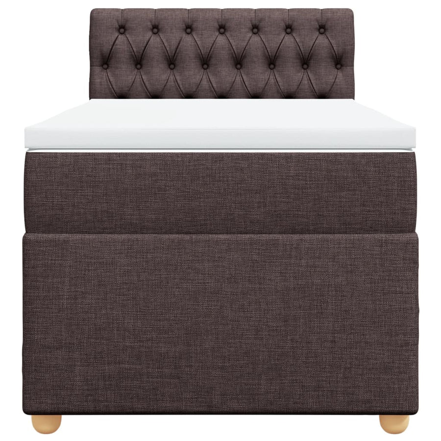 Boxspring met matras stof donkerbruin 90x190 cm