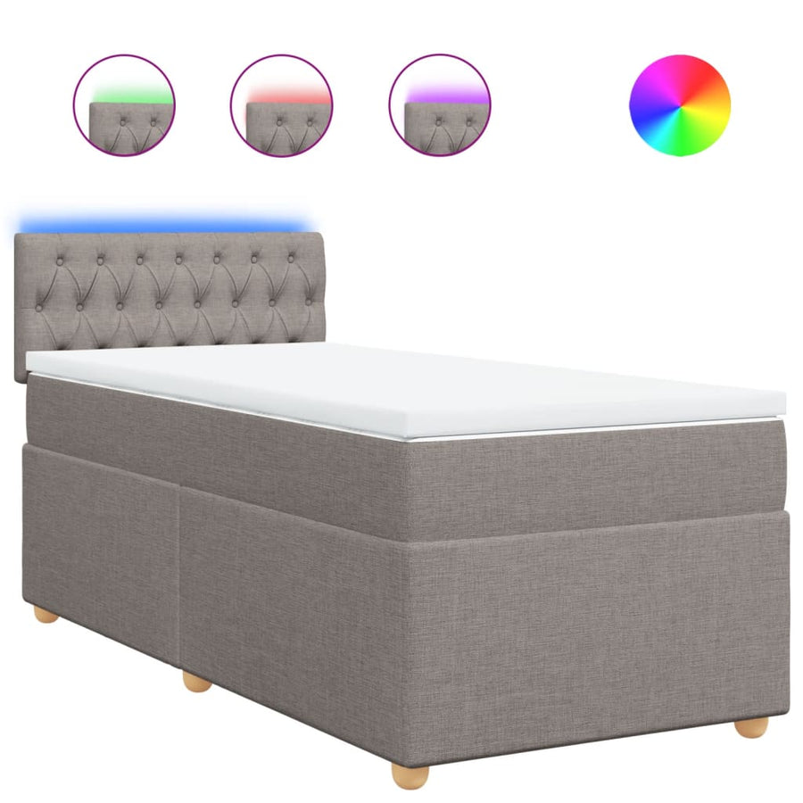 Boxspring met matras stof taupe 90x190 cm