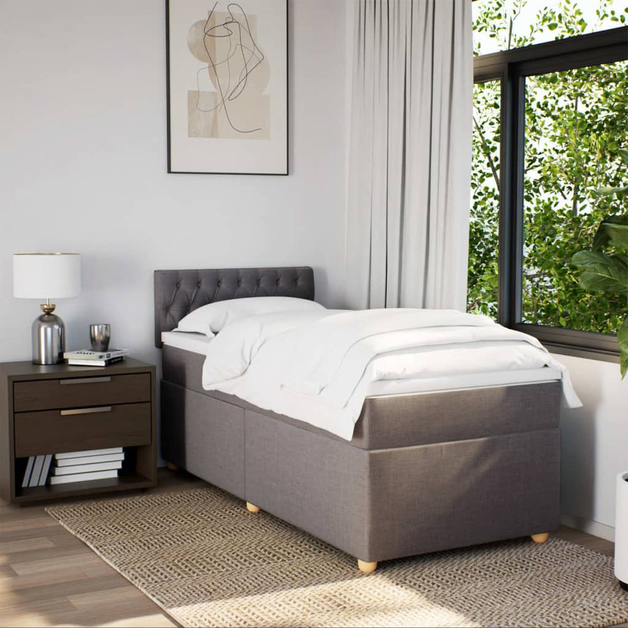 Boxspring met matras stof taupe 90x190 cm