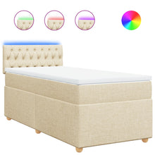 Boxspring met matras stof crèmekleurig 90x190 cm