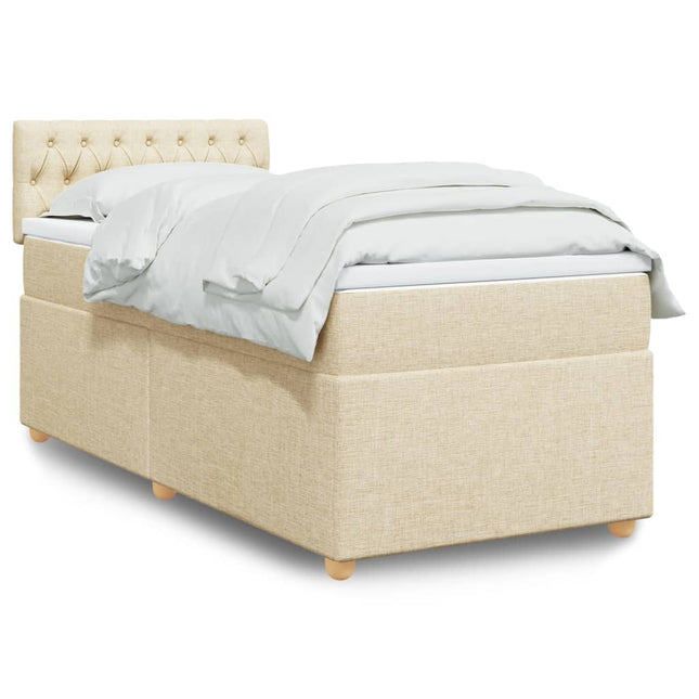 Boxspring met matras stof crèmekleurig 90x190 cm