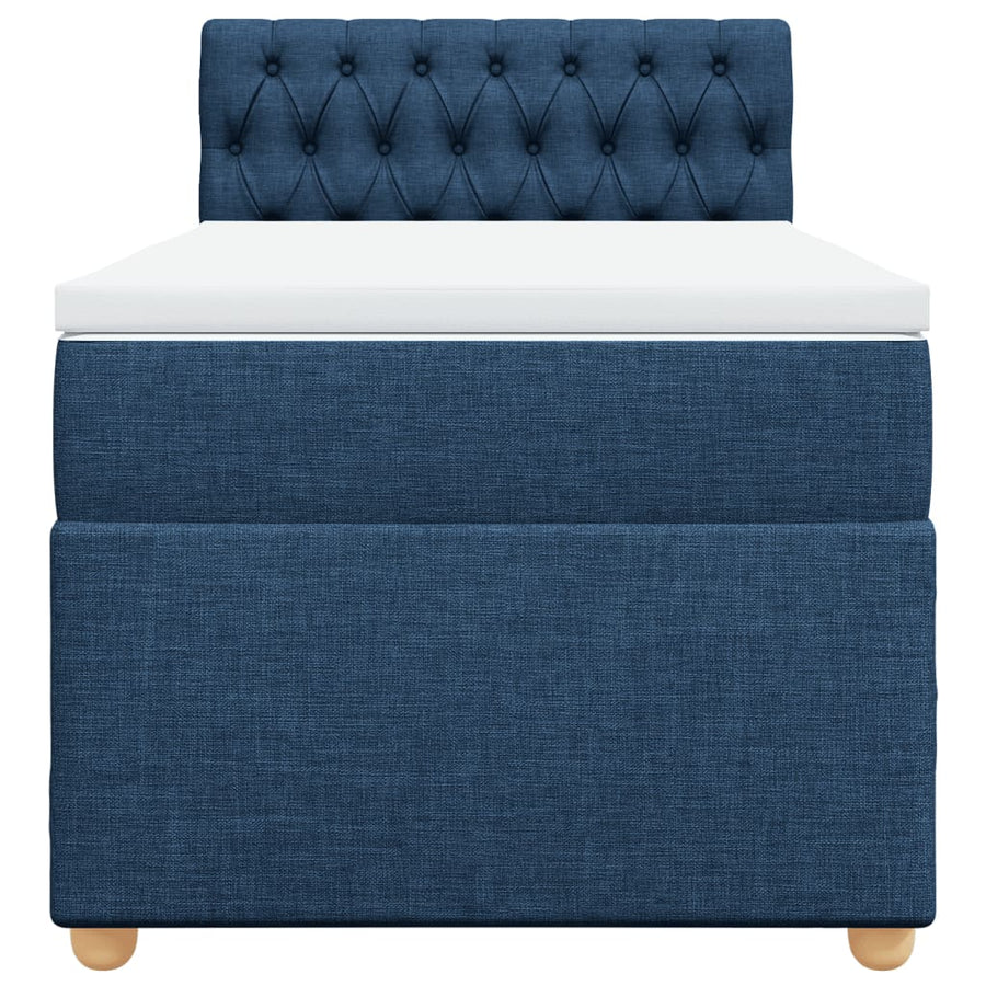 Boxspring met matras stof blauw 90x190 cm