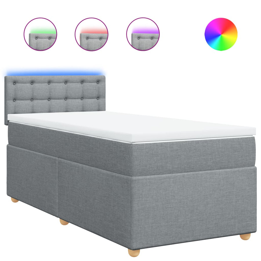 Boxspring met matras stof lichtgrijs 90x190 cm