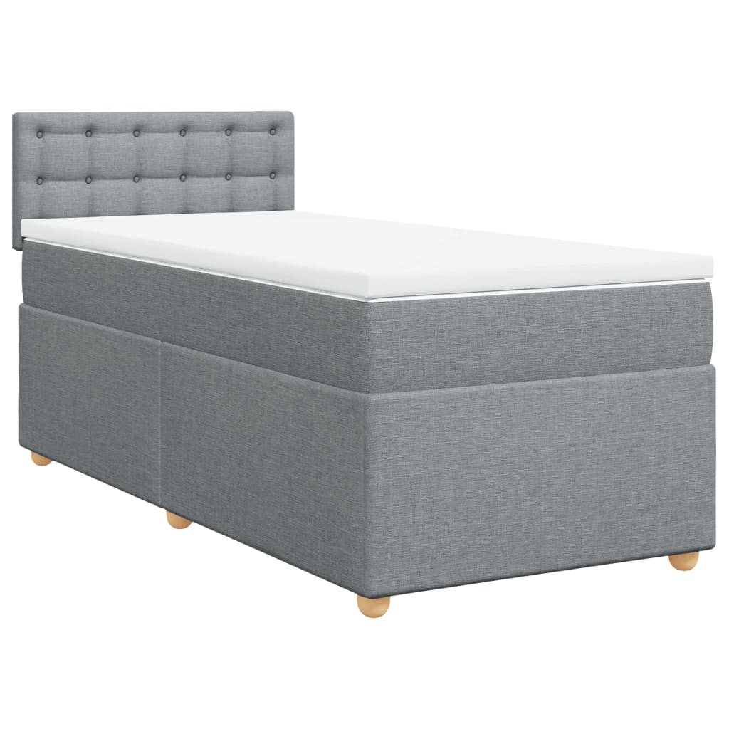 Boxspring met matras stof lichtgrijs 90x190 cm