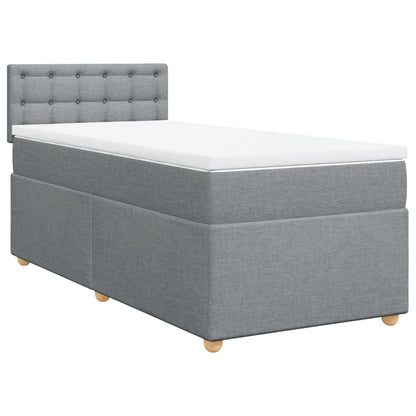 Boxspring met matras stof lichtgrijs 90x190 cm
