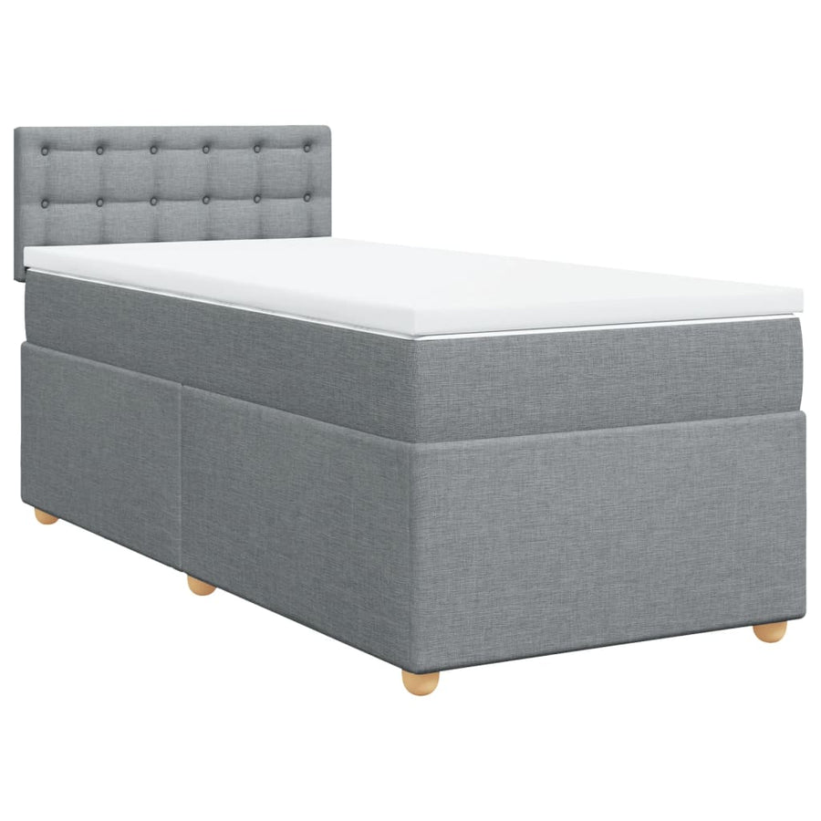 Boxspring met matras stof lichtgrijs 90x190 cm