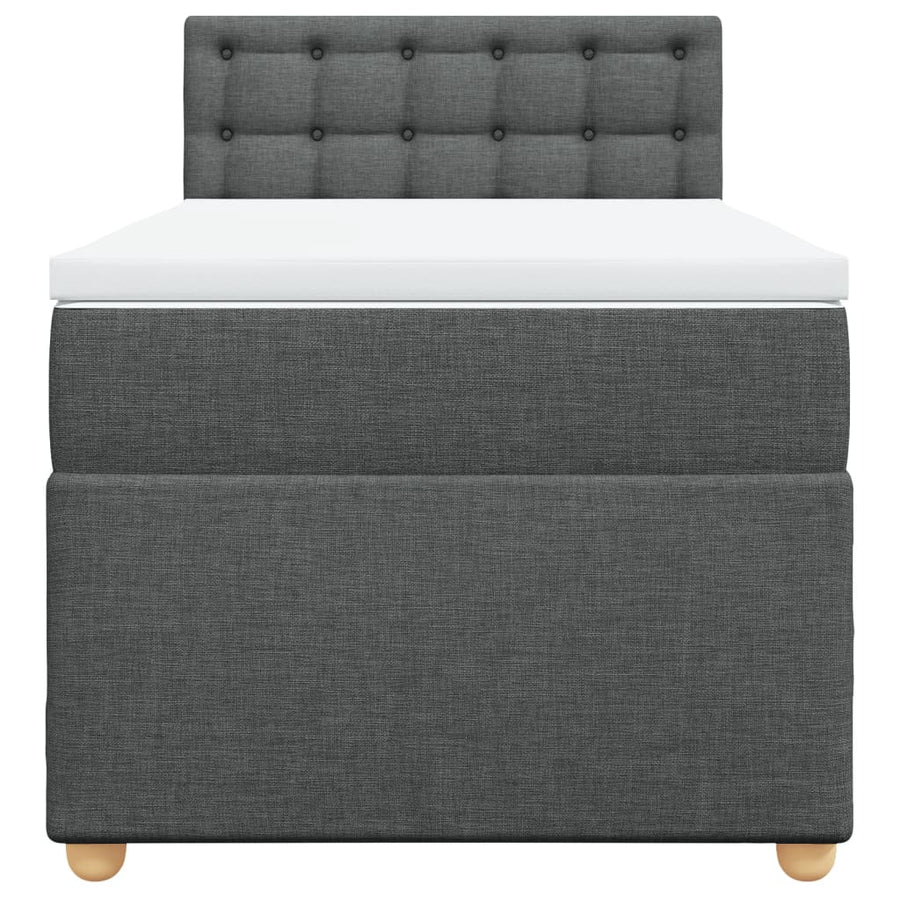 Boxspring met matras stof donkergrijs 90x190 cm