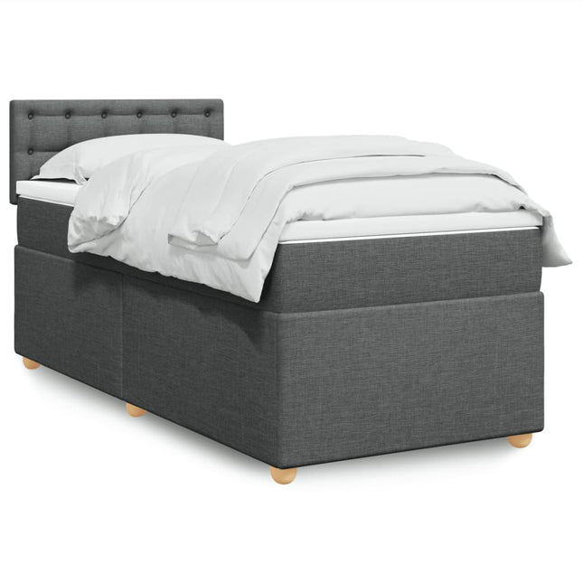 Boxspring met matras stof donkergrijs 90x190 cm