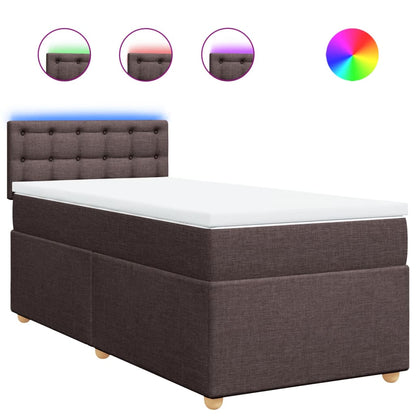 Boxspring met matras stof donkerbruin 90x190 cm