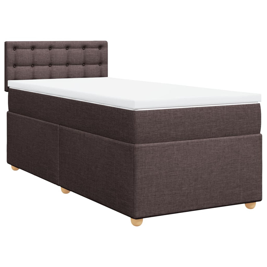 Boxspring met matras stof donkerbruin 90x190 cm