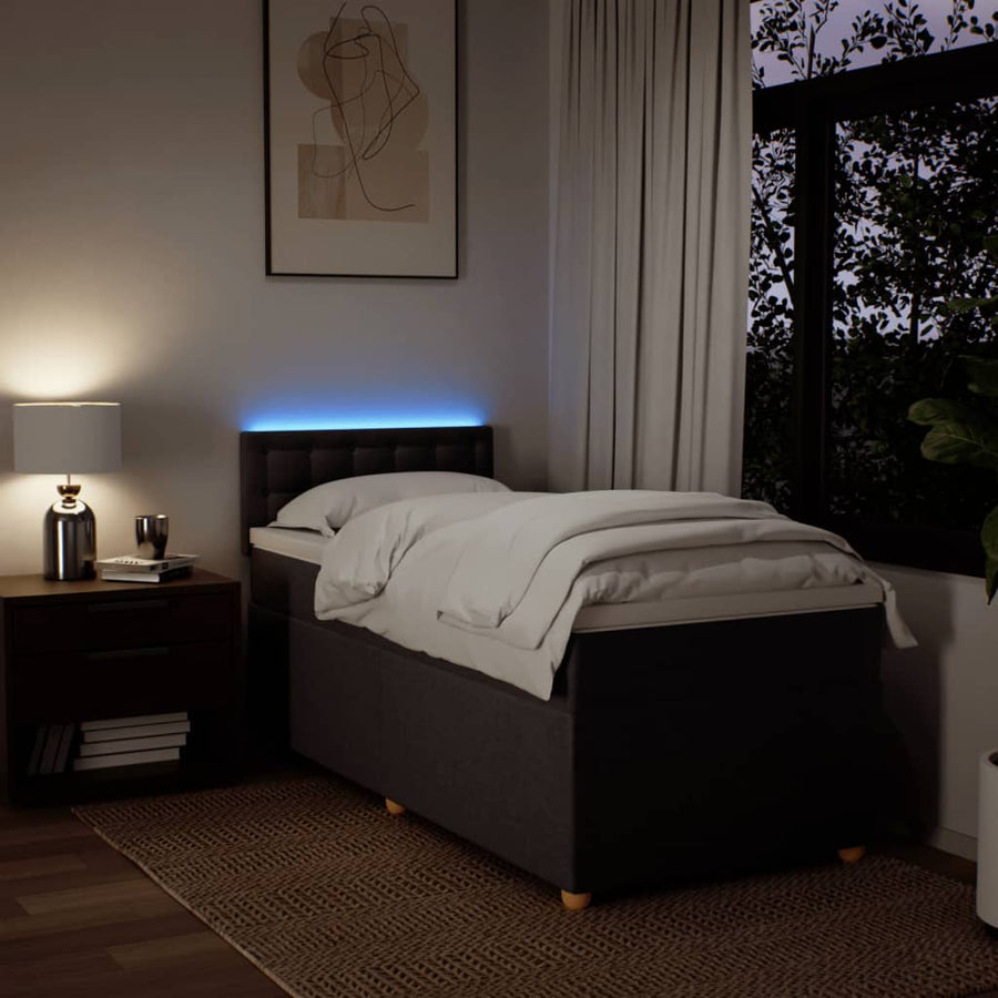 Boxspring met matras stof donkerbruin 90x190 cm