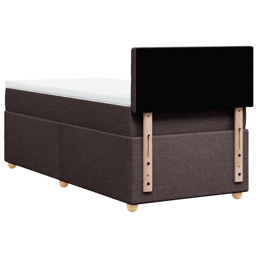 Boxspring met matras stof donkerbruin 90x190 cm