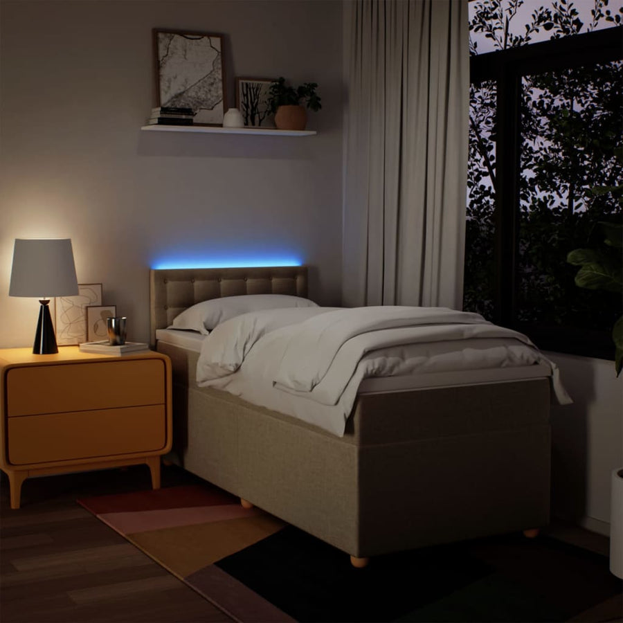 Boxspring met matras stof crèmekleurig 90x190 cm