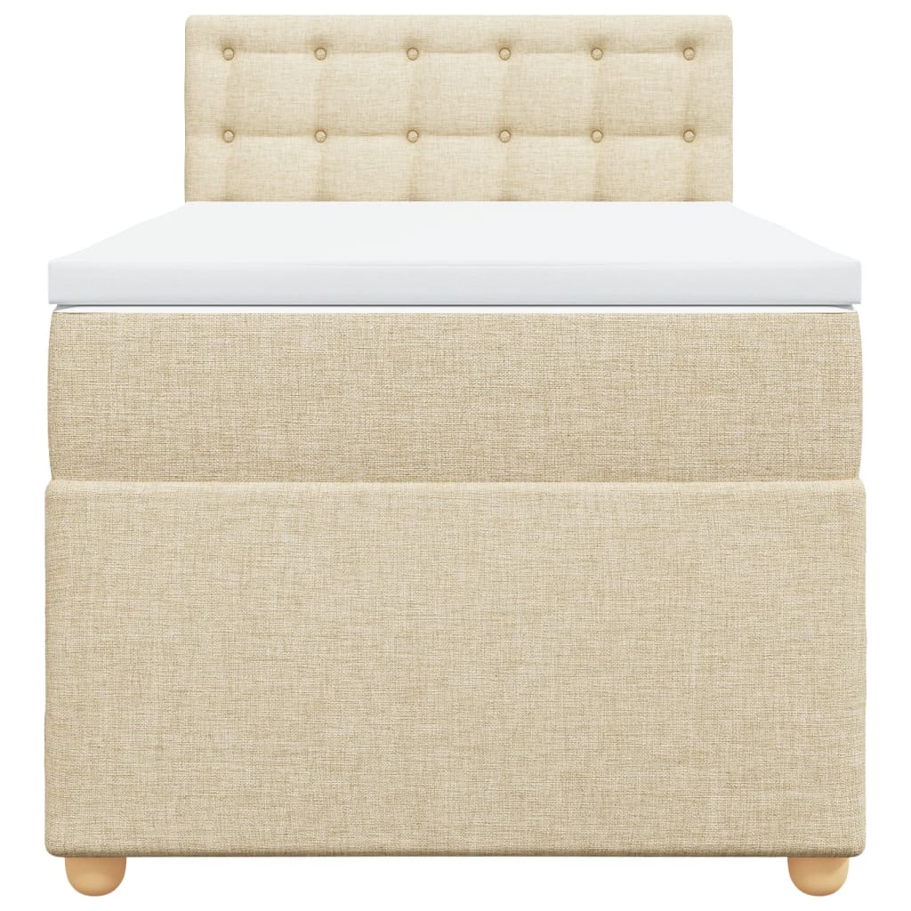 Boxspring met matras stof crèmekleurig 90x190 cm