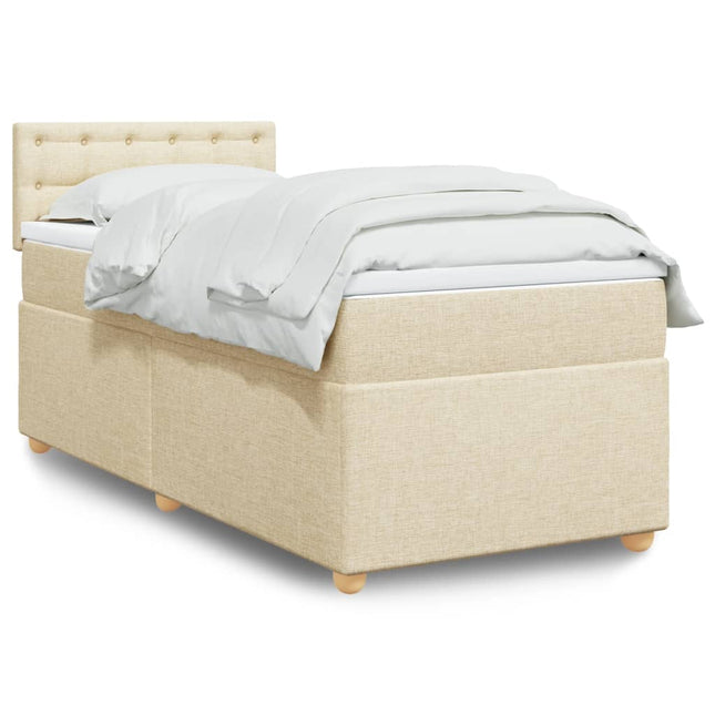 Boxspring met matras stof crèmekleurig 90x190 cm