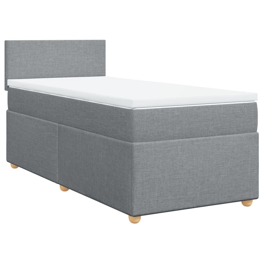 Boxspring met matras stof lichtgrijs 90x200 cm