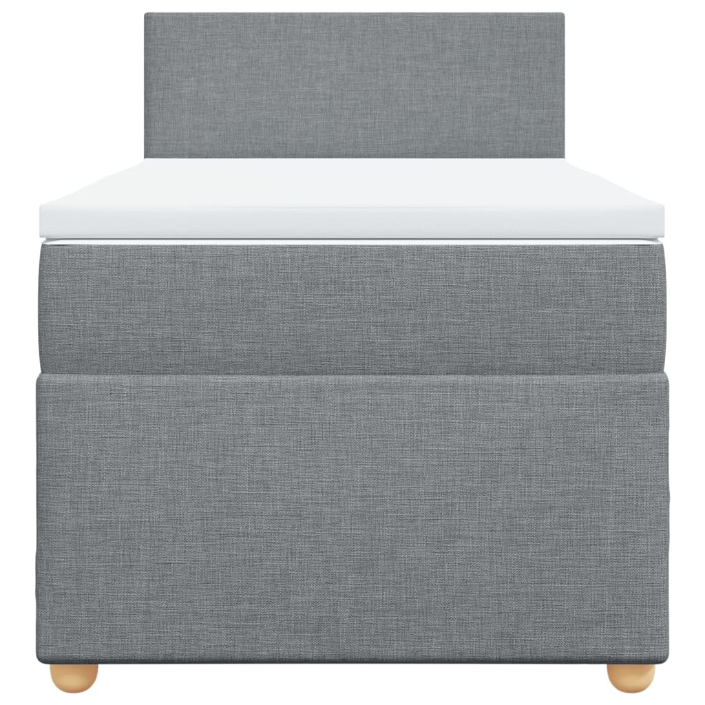 Boxspring met matras stof lichtgrijs 90x200 cm