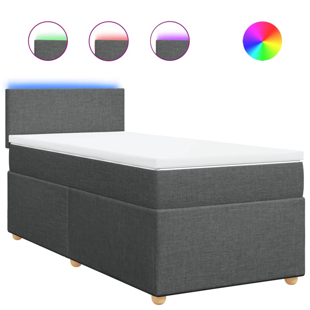 Boxspring met matras stof donkergrijs 90x200 cm