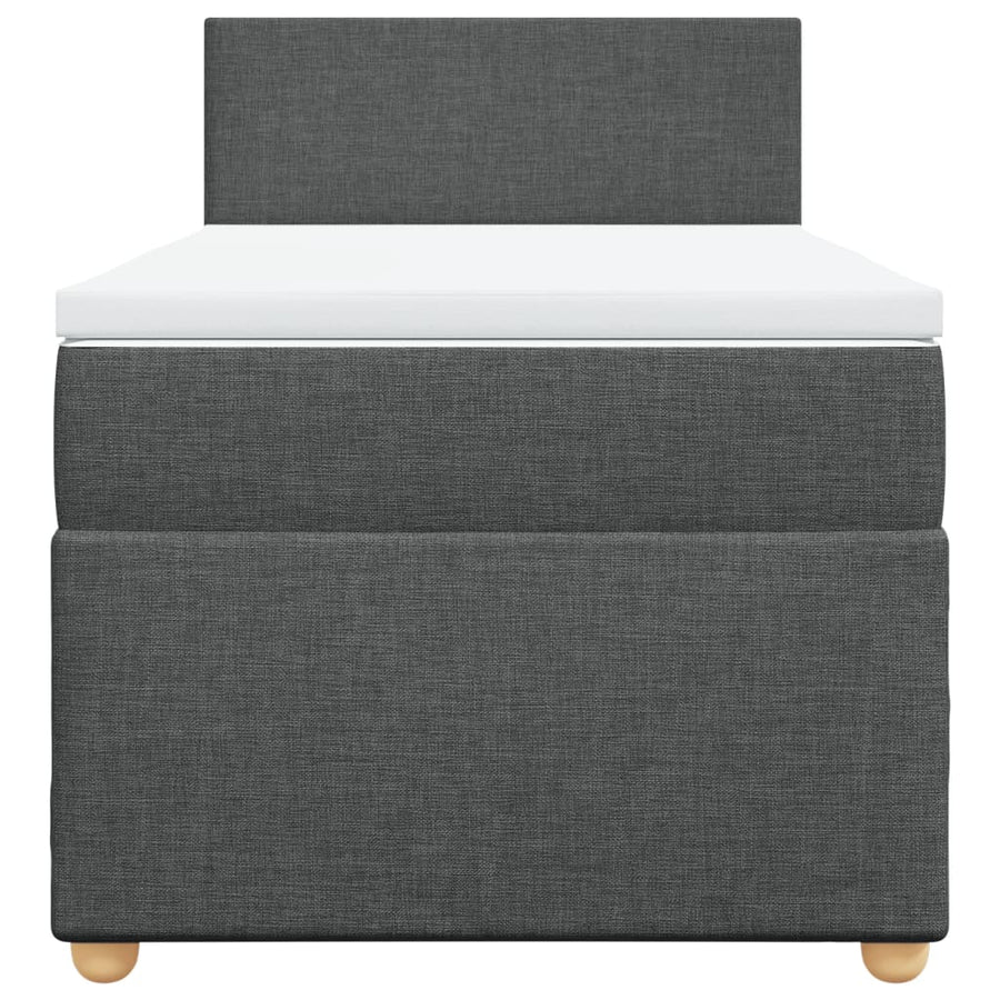 Boxspring met matras stof donkergrijs 90x200 cm
