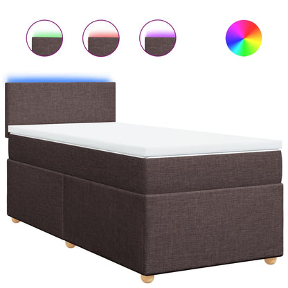 Boxspring met matras stof donkerbruin 90x200 cm
