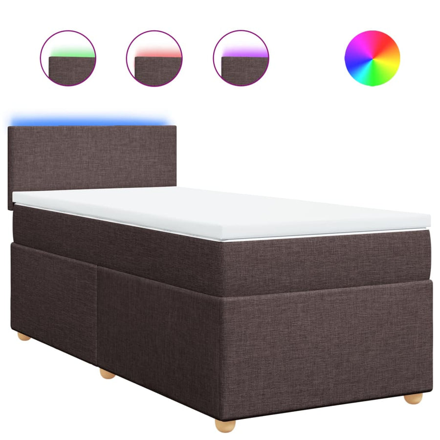 Boxspring met matras stof donkerbruin 90x200 cm