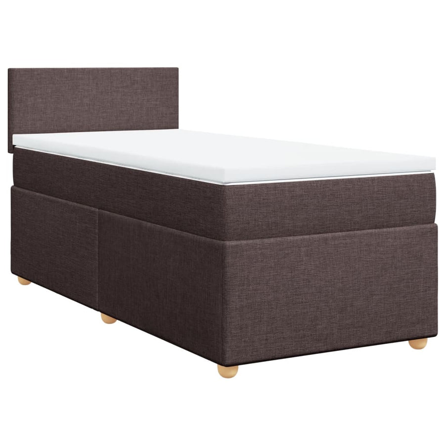 Boxspring met matras stof donkerbruin 90x200 cm